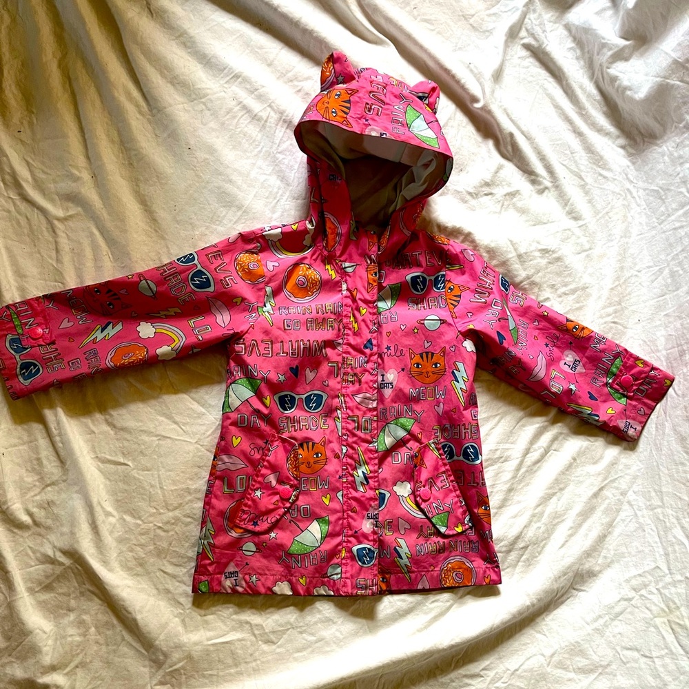 Girls Carters kitty cat rain coat size 4